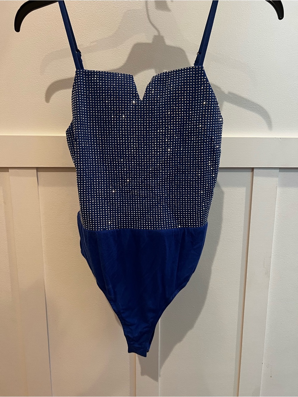 Navy Blue Rhinestone Bodysuit
